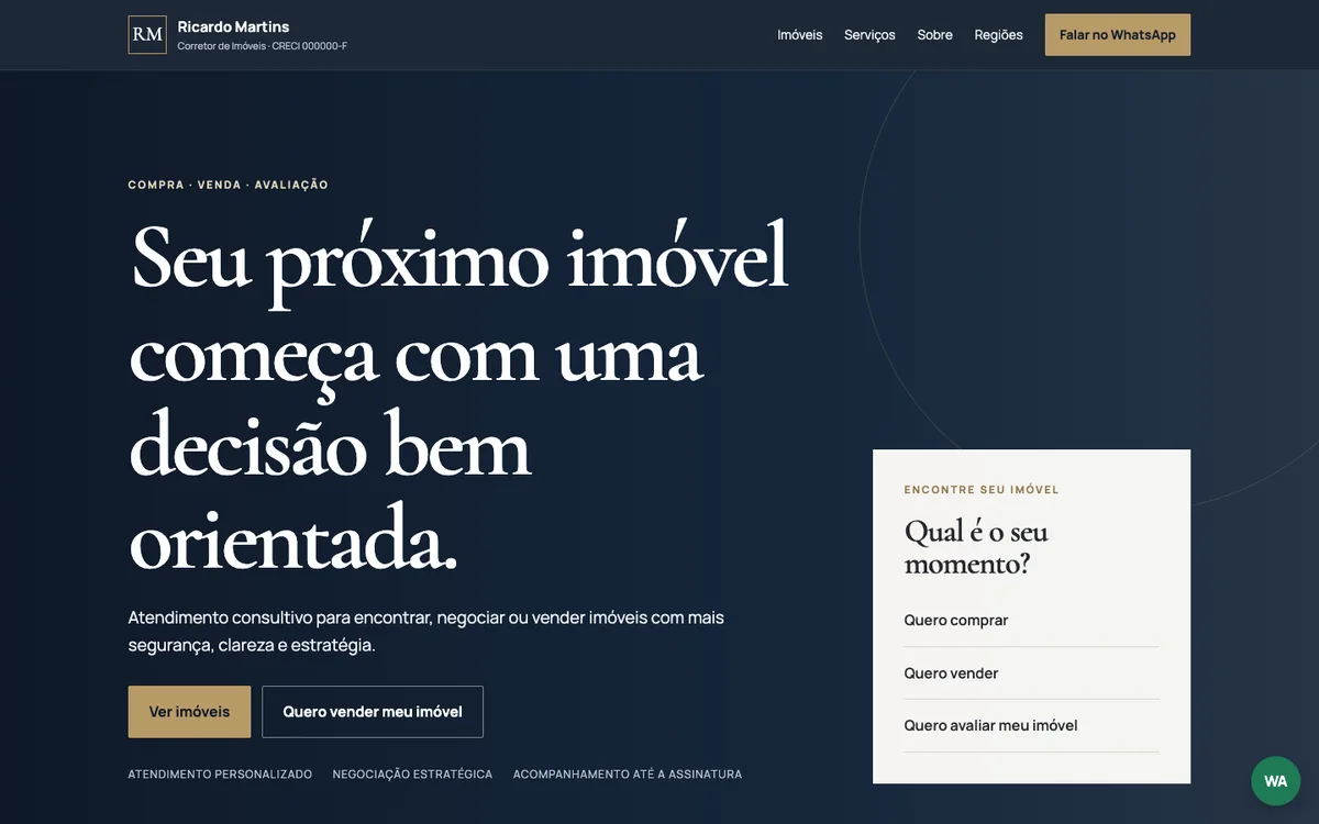 Prévia do site Imóveis