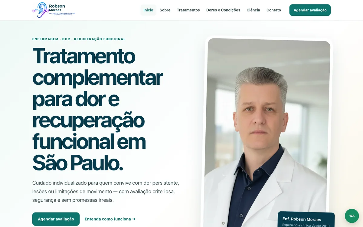 Site de Robson Moraes, projeto na área da saúde