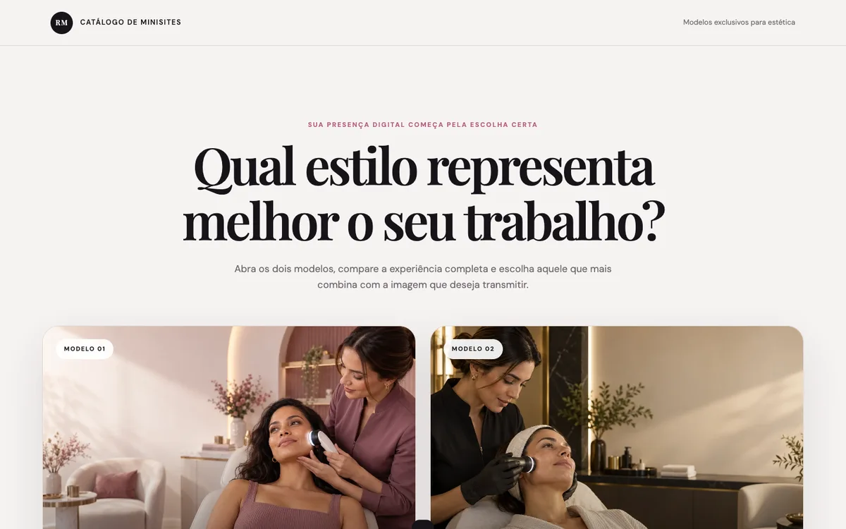 Prévia do site Estética