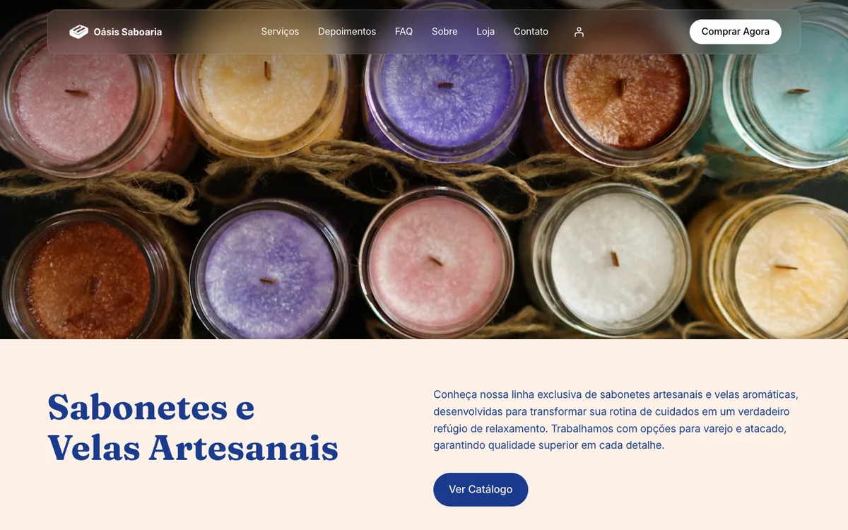Prévia do site Loja Oásis